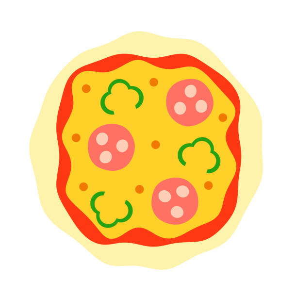 피자 - pizza illustration and painting italian cuisine salami stock illustrations