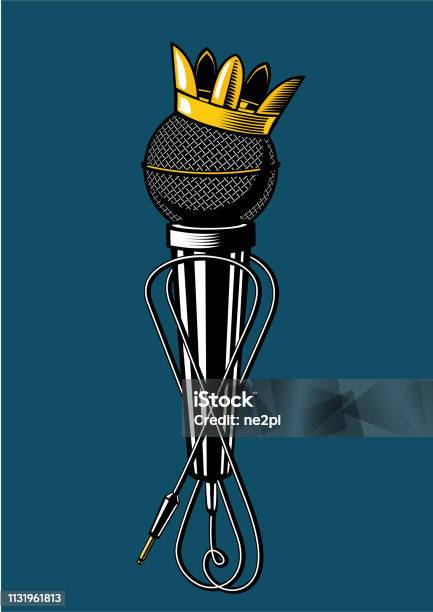 Microphone With Kings Crown Stock Illustration - Download Image Now - Rap, Microphone, Hip Hop Music
