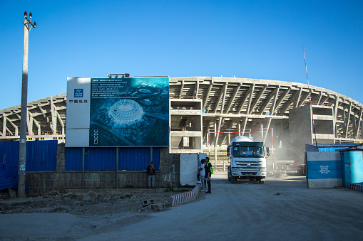 The Addis Ababa National Stadium under construction in October 2018. It is expected to open in 2019.