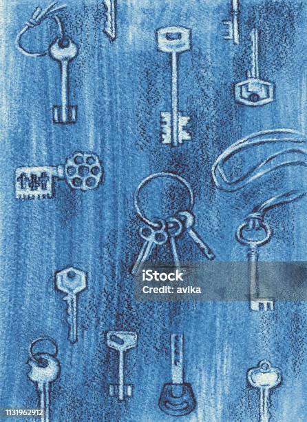 Blue Key Lock Pattern Keys Pattern In Blue Colours Stock Illustration - Download Image Now ...