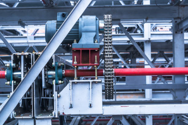 istock Modern industrial machinery gear and chain close-up 1131964209