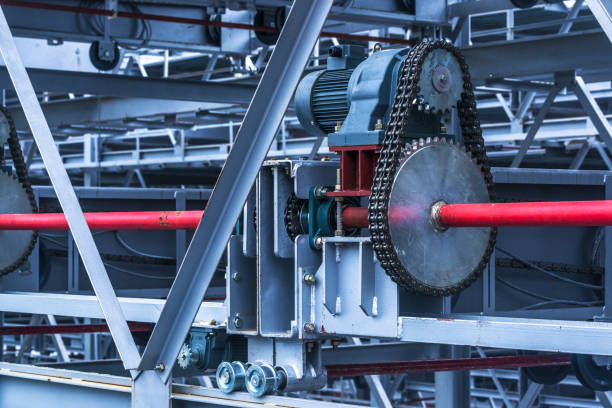 istock Modern industrial machinery gear and chain close-up 1131964256