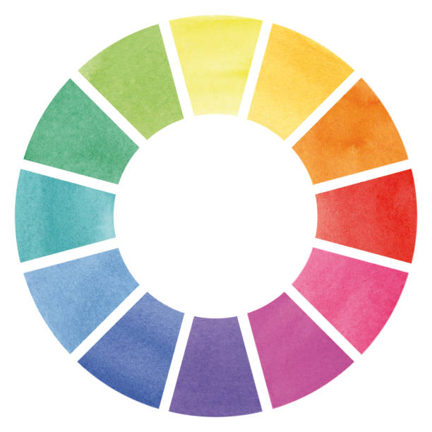 ilustraciones, imágenes clip art, dibujos animados e iconos de stock de rueda de color – ilustración de acuarela - color wheel colors color image color swatch
