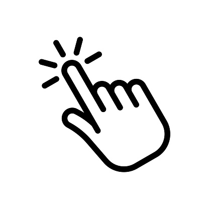 Hand clicking icon, cursor pointer. Touch icon. Vector Illustration. Isolate on white background