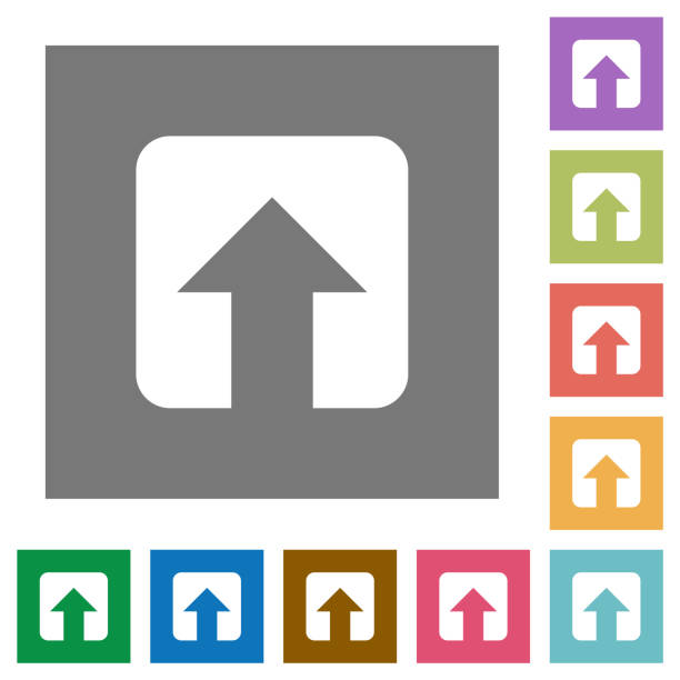 Upload square flat icons Upload flat icons on simple color square backgrounds upstream stock illustrations