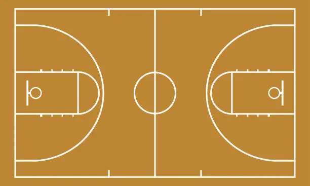 Vector illustration of Basketball court. Background for sport strategy. Realistic vector illustration.