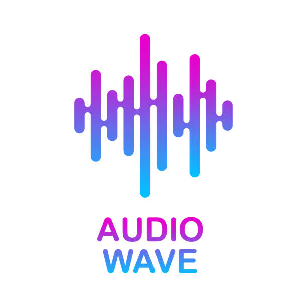 ilustrações, clipart, desenhos animados e ícones de leitor de música pulse. logotipo colorido audio da onda. elemento do equalizador do vetor - global communications audio