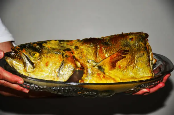 Baked Fried big fish served