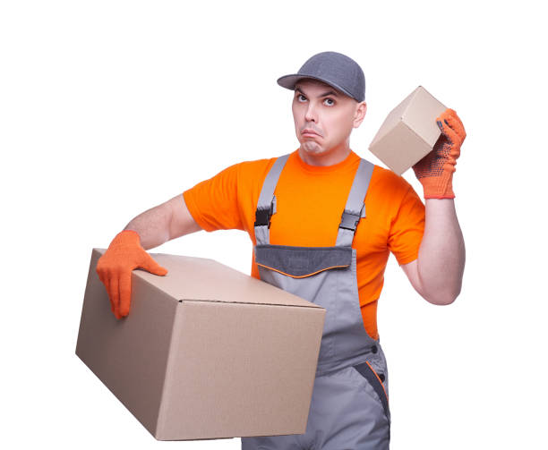 istock Mover deliver cargo isolated on white background 1131969860