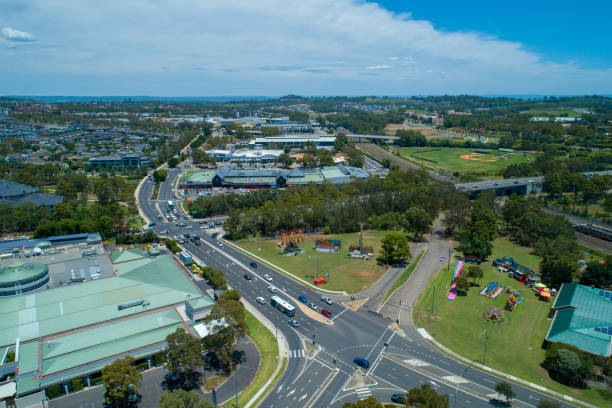 aerial view of campbelltown, new south wales, australia - new south wales imagens e fotografias de stock