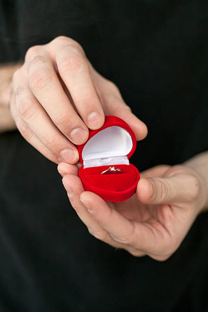 istock Engagement ring with a sparkler on man's hands 113197351