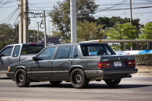 Private car, Volvo 740GL Chiangmai, Thailand - February 4 2019:  Private car, Volvo  740GL. Photo at road no 121 about 8 km from downtown Chiangmai, thailand. volvo 740 stock pictures, royalty-free photos & images