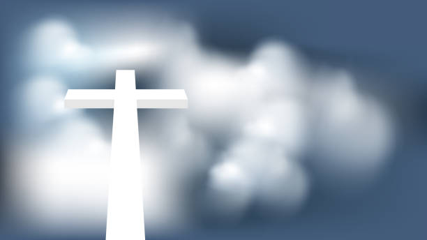 istock Cross and clouds on the brightest day in the sky. 1131978360