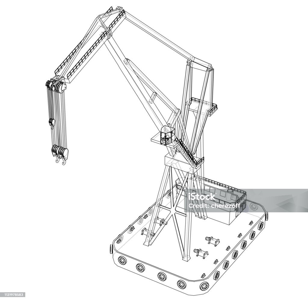 Crane Frame Vector Floating Crane Vector Stock Illustration - Download Image Now ...