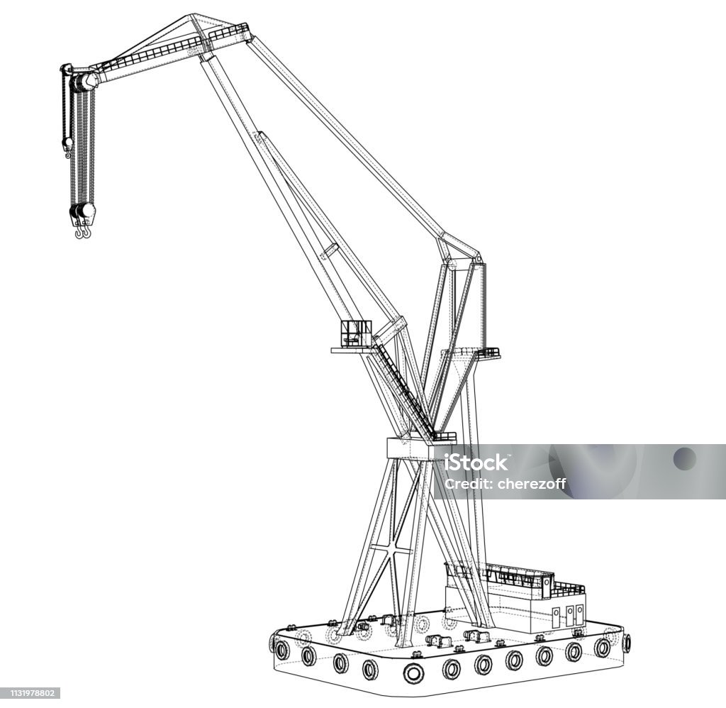 Crane Frame Vector Floating Crane Vector Stock Illustration - Download Image Now ...