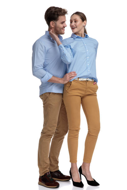 istock embraced casual man and woman looking at each other 1131979990