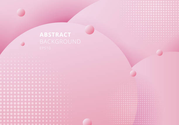 Abstract 3D liquid fluid circles pink pastels color beautiful background with halftone texture. Abstract 3D liquid fluid circles pink pastels color beautiful background with halftone texture. Vector illustration fashion and beauty background stock illustrations