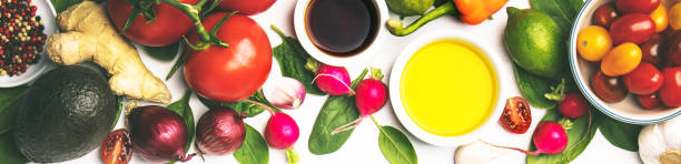 istock Fresh vegetables background, flat lay, top view 1131983560
