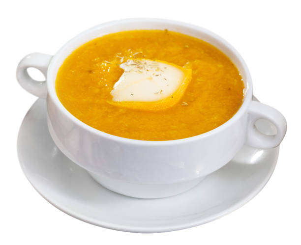 istock Cream soup with vegetables and soft cheese 1131983673