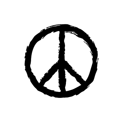 Round textured hippie peace sign for printing