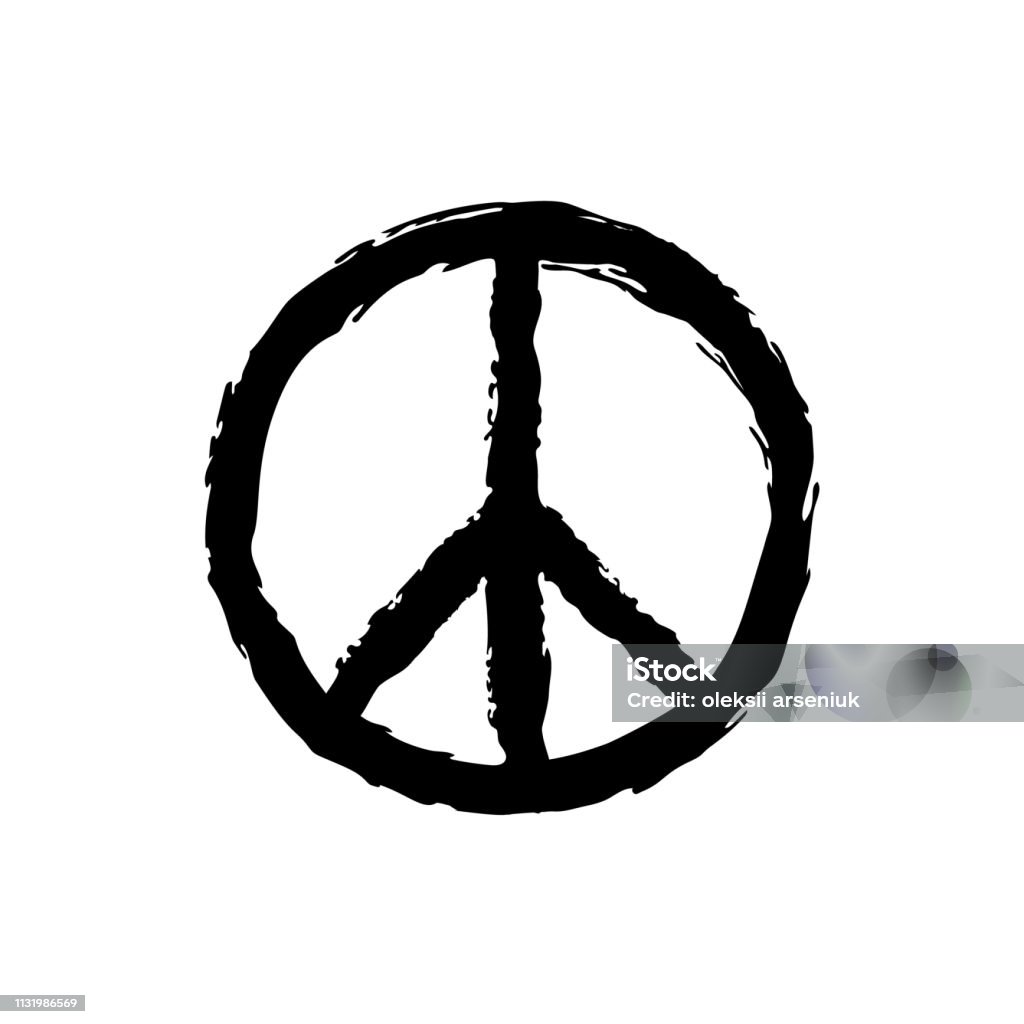 Round textured hippie peace sign for printing. Round textured hippie peace sign for printing Symbols Of Peace stock vector