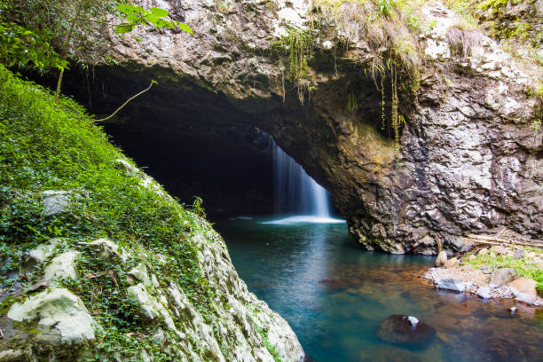 istock Hidden waterfall in cave in Australian hinterland rainforest 1131990188