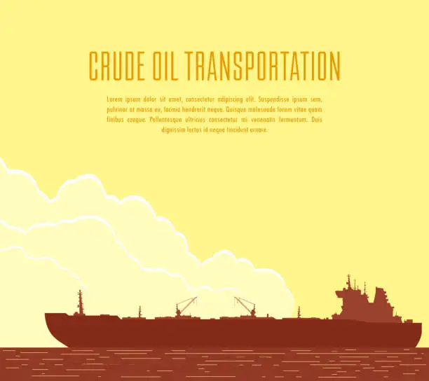 Vector illustration of Huge Oil tanker. Vector illustration