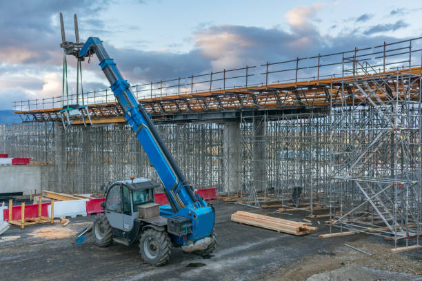 istock Forklifts in the construction of a flyover 1131992660