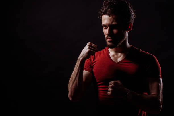 istock portrait of agressive competitor stucking at opponent 1131993360