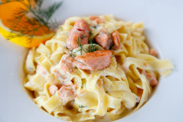 Salmon tagliatelle in cream sauce
