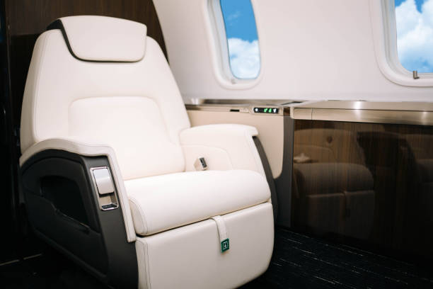istock Business jet aircraft interior with leather seats 1131999044