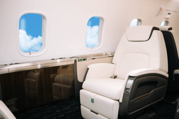 istock Business jet aircraft interior with leather seats 1131999049
