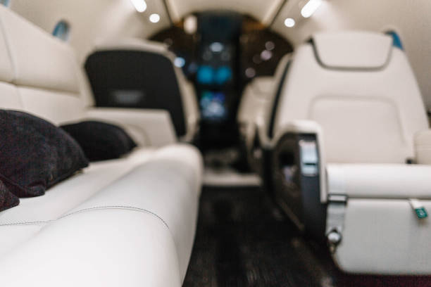 istock Business jet aircraft interior with leather seats 1131999064