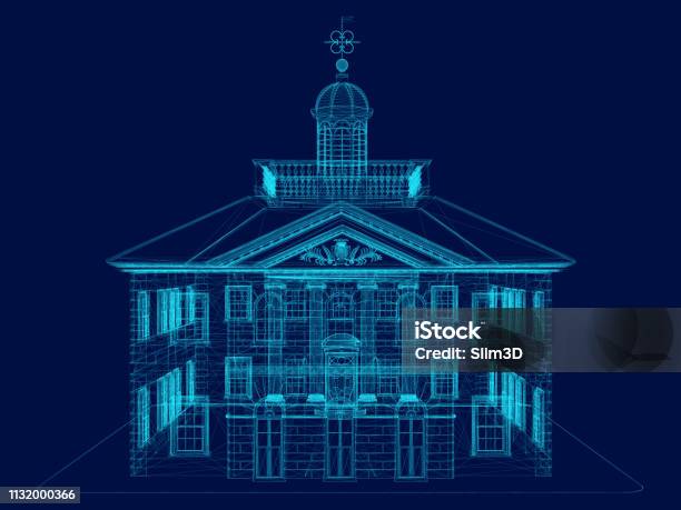 Building Wireframe Stock Illustration - Download Image Now - Bank - Financial Building, Construction Industry, Building Exterior