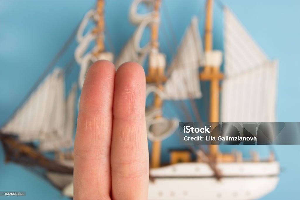 fingers as pirate ship crew fingers as pirate ship crew. concept image Ancient Stock Photo
