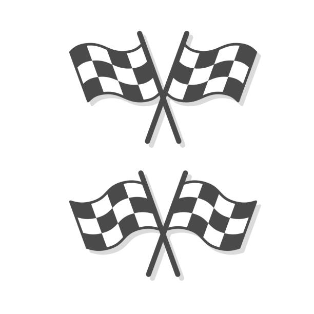flaga w kratkę ustawiona ilustracja - checkered flag auto racing flag sports race stock illustrations