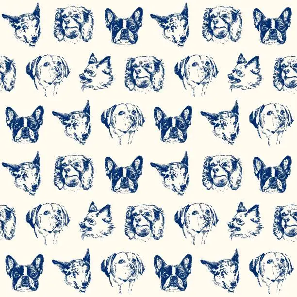 Vector illustration of Dogs seamless pattern - Illustration