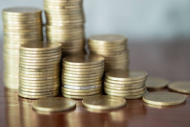 istock Stack of golden coins, Stack money coin for growing your business 1132014175