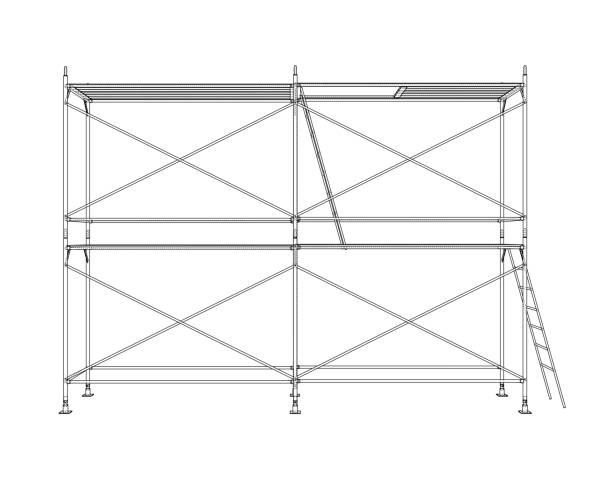 3D outline scaffold. Vector rendering of 3d 3D outline scaffold. Vector rendering of 3d. Wire-frame style. The layers of visible and invisible lines are separated blueprint borders stock illustrations