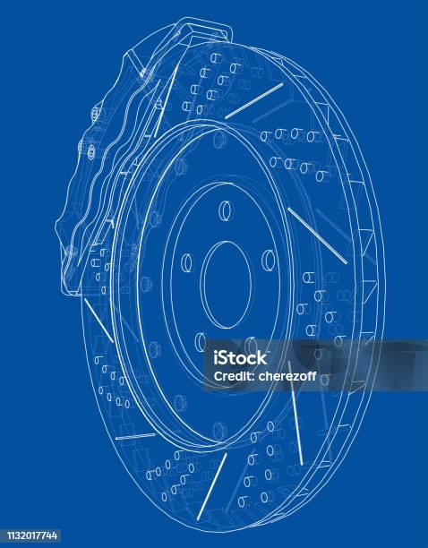 Brake Out Line Brake Disc Outline Vector Rendering Of 3d Stock Illustration - Download ...
