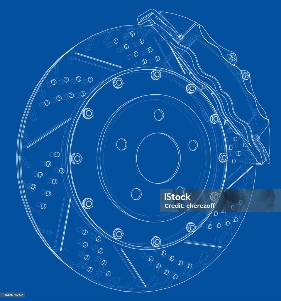 Brake Out Line Brake Disc Outline Vector Rendering Of 3d Stock Illustration - Download ...