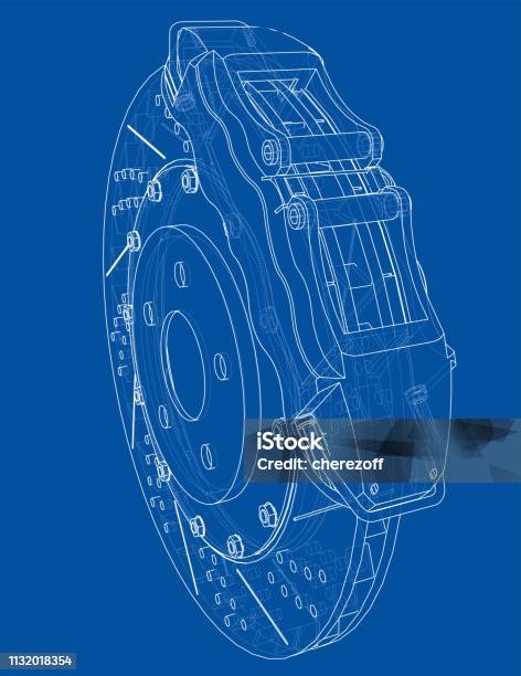 Brake Out Line Brake Disc Outline Vector Rendering Of 3d Stock Illustration - Download ...