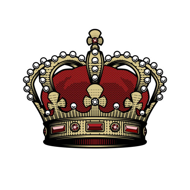 ilustrações de stock, clip art, desenhos animados e ícones de king crown. vintage, heraldic imperial sign color option - red crowned