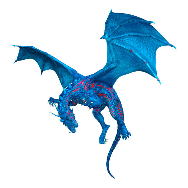 istock 3D illustration blue fantasy dragon on white 1132021711
