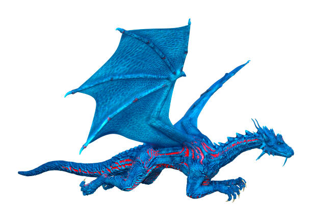 istock 3D illustration blue fantasy dragon on white 1132021771