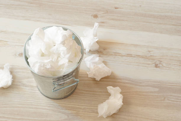 tissue garbage. images of colds, runny noses, hay fever, etc. or after make-up. - hay fever imagens e fotografias de stock