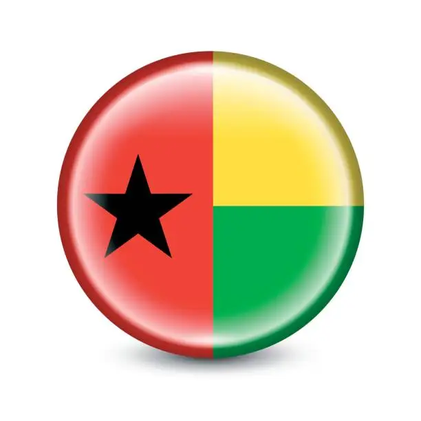 Vector illustration of Guinea-Bissau Flag Round Icon. Vector Illustration