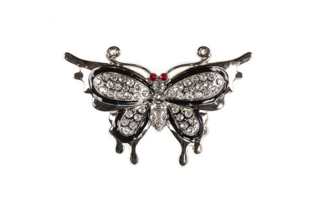 istock silver butterfly brooch with jewelry on white background 1132039346