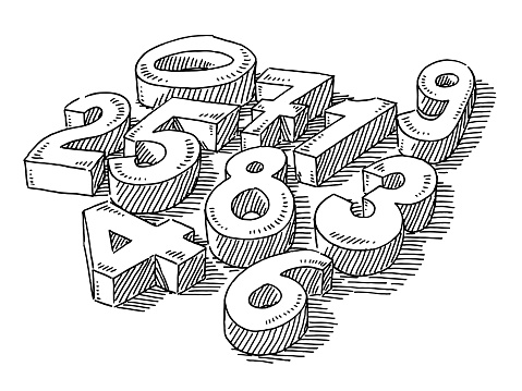 3d Math Numbers Group Of 3d Numbers Drawing Stock Illustration - Download Image Now ...