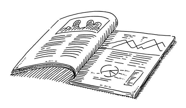Sample Print Magazine Drawing Hand-drawn vector drawing of a Sample Print Magazine. Black-and-White sketch on a transparent background (.eps-file). Included files are EPS (v10) and Hi-Res JPG. learning drawings stock illustrations